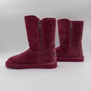 EUC Size 9 Lamo Juniper Burgundy Suede Water Resistant Faux Fur Lined Cozy Boots